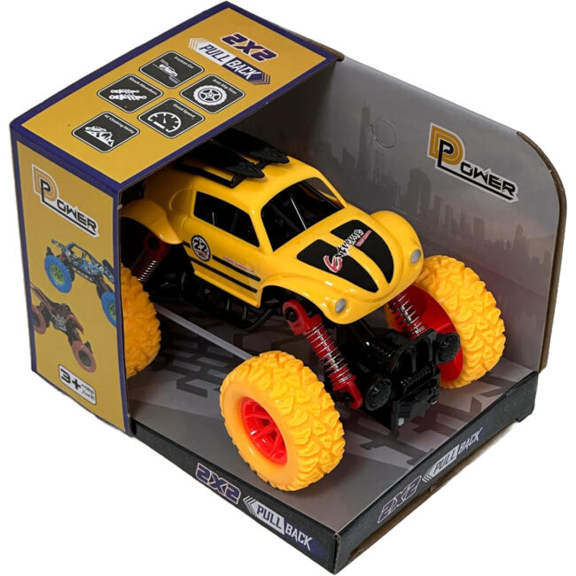 PLS-DP7368-02 DPower Pullback Race Stunt Car Yellow No Batteries Needed Fun for All Ages 3 in UAE - view 2