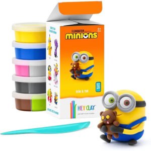 Hey Clay Minions Bob Tim Colourful modelling airdry clay 5 cans with fun interactive app for kids 3 years