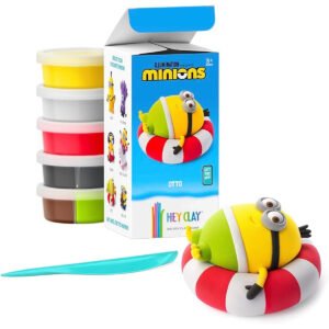 HEY CLAY Illumination Presents Minion OTTO Childrens AirColored Clay AirDried Clay Kit with 5 Cans and Carving Tools with Instruction Ap