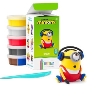 HEY CLAY Illumination Presents Minion Stuart Air Dry Colored Clay for Kids Air Dry Clay Kit with 5 Cans and Sculpting Tools with Instruction App