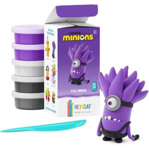 HEY CLAY Lighting Presents Minions Evil Minion Colorful Modeling Air Dry Clay for Kids Air Dry Clay Kit 5 Cans and Sculpture Tools with Fun Interactive