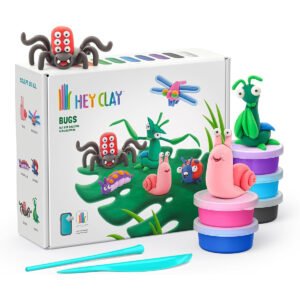 HEY CLAY Bugs SetColourful Modeling KidsAir Dry Clay Kit 15 cans and Sculpting Tools with Fun Interactive Instructions App Multicoloured