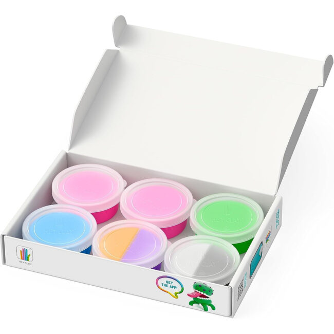 HEY CLAY DIY Aliens Burger Trio Scorpio Plastic Creative Modelling AirDry Clay For Kids 6 Cans in UAE - view 2