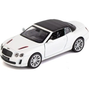 Dpower Bentley Continental Super Sports ISR White DieCast Replica Ultimate Collectors Item Luxury Cars Pull Back Collection with Lights Sounds Size 132 For Kids 3