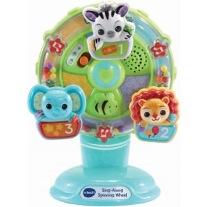 VTech Baby Sing Along Spinning Wheel Baby Sensory Toy with Colours Objects and Animals Spinning Wheel Toy with Suction Cup Sounds Music Motor Skills Sensory Play 6 Months English Version