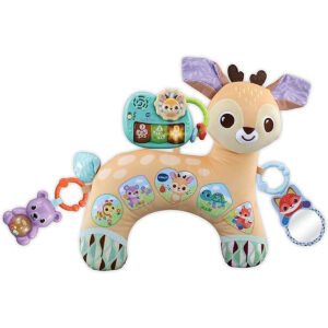VTech Baby 4in1 Tummy Time Fawn Sensory Animal Baby Pillow with Lights Sounds Music Interactive Gift for infants 3 6 9 12 months English version