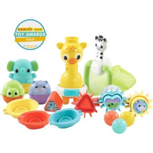 VTech 6in1 Bath Set Bathtub Toy with 10 Accessories Including Stacking Linking Boats Shape Sorter Colourful Balls Bath Time Gift for Babies Infants 0 6 12 months English version
