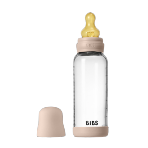 BIBS Glass Baby Bottle Round Latex 1 pack 240 ml Medium Flow Blush