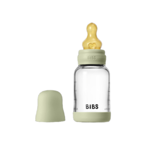BIBS Glass Baby Bottle Round Latex 1 pack 120 ml Slow Flow Sage