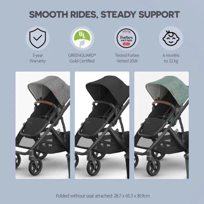 MR-0303-VIS-EU-GWN-05 Uppababy Vista V3 Stroller With Bassinet Gwen Green Melange in UAE - view 2