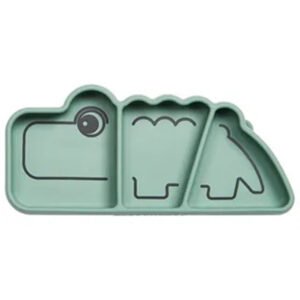 Done By Deer Silicone StickStay Snack Plate Croco Green