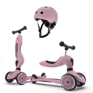 ScootRide 2in1 Highwaykick 1 Helmet SM Rose Bundle