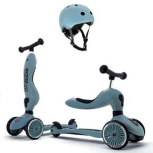 ScootRide 2in1 Highwaykick 1 Helmet SM Steel Bundle