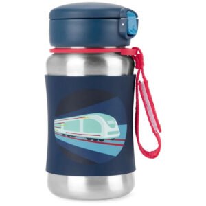 SkipHop Spark Style Stainless Steel Straw Bottle Train 350ml