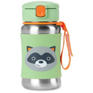 SkipHop Zoo Stainless Steel Straw Bottle Racoon 350ml