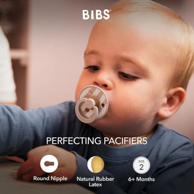 MR-B12022104-03 BIBS Round Pacifier Studio Colour 2 Pack Block Latex Size 2 Blush Mix in UAE - view 4