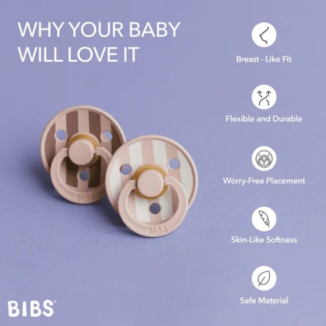 MR-B12022104-05 BIBS Round Pacifier Studio Colour 2 Pack Block Latex Size 2 Blush Mix in UAE - view 2