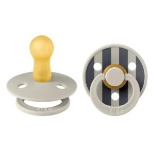 BIBS Round Pacifier Studio Colour 2 Pack Block Latex Size 2 Sand Mix