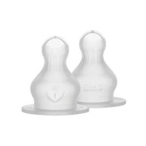 BIBS Baby Bottle Nipple Round Silicone 2 Pack Slow Flow