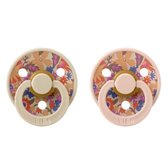 BIBS Round Nipple Pacifier X Liberty 2 Pack Colour June Blossom Latex Size 1 Blush Mix in UAE - view 5