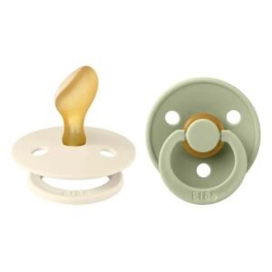 BIBS Anatomical Nipple Pacifier Colour 2 Pack Latex Size 2 Ivory Sage