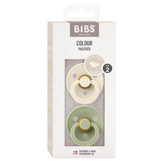 BIBS Anatomical Nipple Pacifier Colour 2 Pack Latex Size 2 Ivory Sage in UAE - view 5