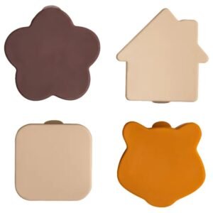 Citron Silicone Lunchbox Organizers Set Of 4 BeigePlumCaramel