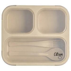 Citron Lunchbox w Fork Spoon Beige
