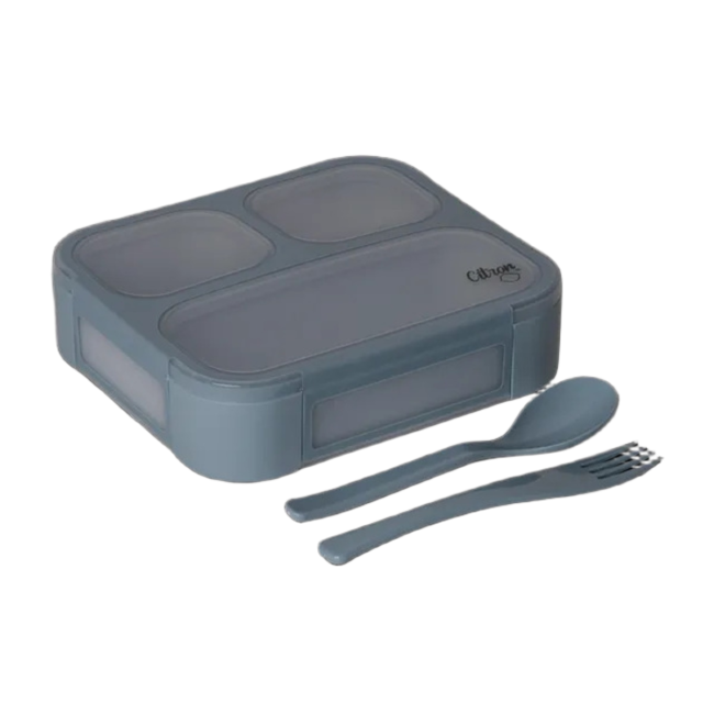 MR-C6290361061992-01 Citron Lunchbox With Fork Spoon Dusty Blue in UAE