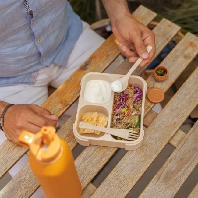 MR-C6290361061992-05 Citron Lunchbox With Fork Spoon Dusty Blue in UAE - view 2