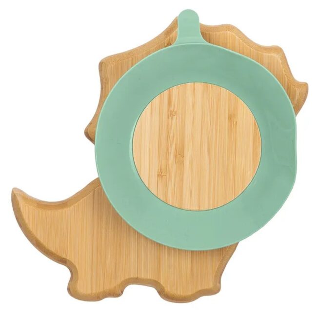MR-C6297001073537-04 Citron Organic Bamboo Plate Suction Spoon Dino Pastel Green in UAE - view 3
