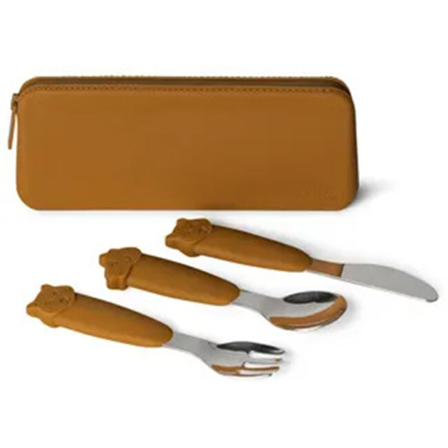MR-C6297001286418-02 Citron Silicone Cutlery Set w Pouch Caramel in UAE