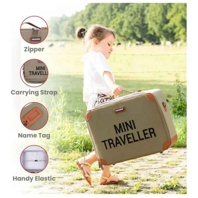 Childhome Mini Traveller Kids Suitcase Kaki Canvas in UAE - view 3