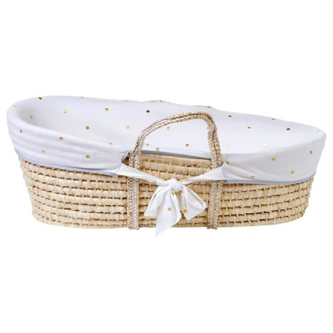 Childhome Bundle Moses Basket Mattress Cover Gold Dots White Brown in UAE