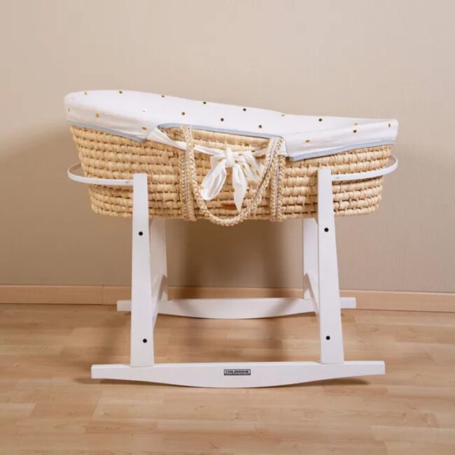 Childhome Bundle Moses Basket Mattress Cover Gold Dots White Brown in UAE - view 2