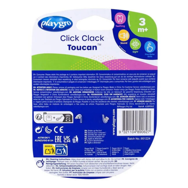 TRC-PG6389062-03 Playgro Click Clack Toucan Teether Rattle Toy in UAE - view 3