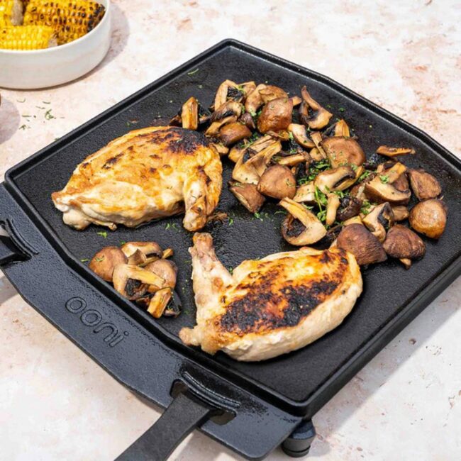 Dual-sided-trivet-chicken Ooni DualSided Grizzler Plate in UAE - view 5