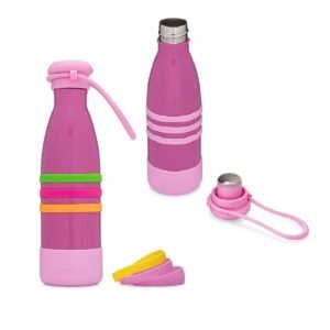 Yumbox Aqua Stainless Steel Bottle Pacific Pink With Strap 420ml