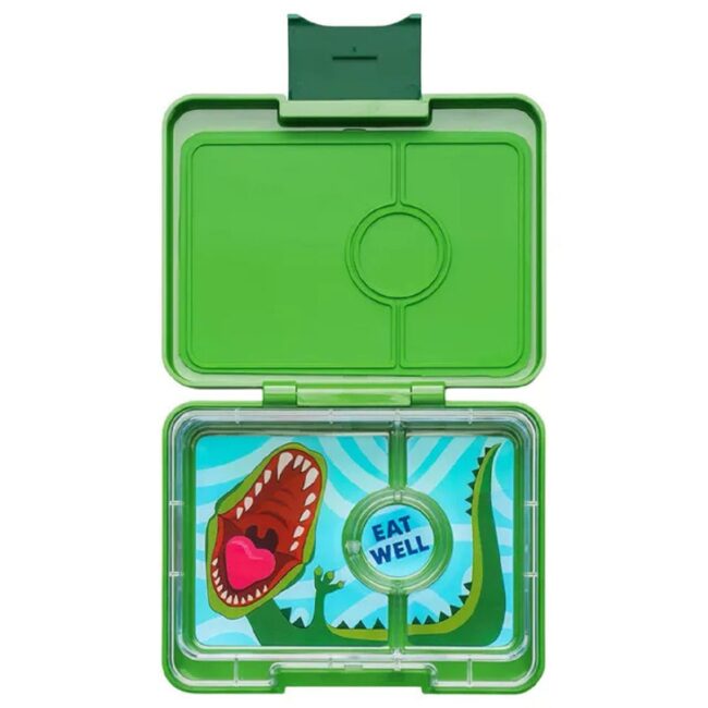 Yumbox Dinosaur 3 Compartments Snack Box Jurassic Green in UAE - view 2