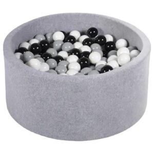 Ezzro Round Ball Pit Velvet With 100 Balls 90 x 40cm Grey