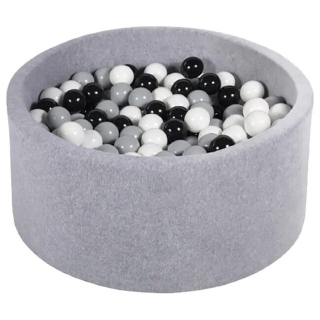 946793354963 Ezzro Round Ball Pit Velvet Grey Melange 90X40 W200 Balls in UAE