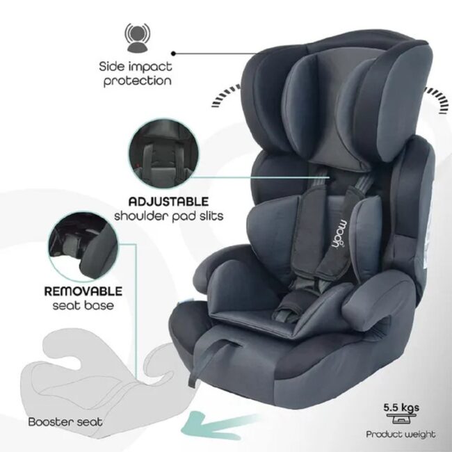 BBG-MNBGCBK03.2 MOON Tolo BabyKids Car Seat 9M To 12 Years Upto 36 Kg Black in UAE - view 2