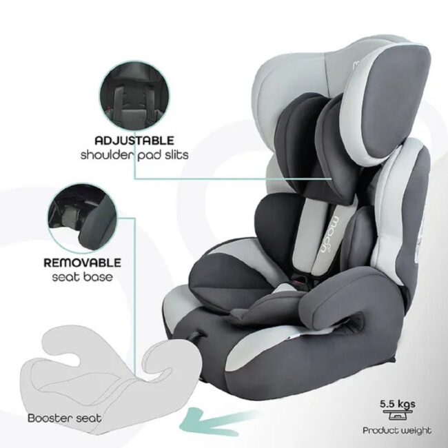 BBG-MNBGCDG24.3 Moon Tolo BabyKids Car Seat Group 123 Charcoal Grey in UAE - view 2