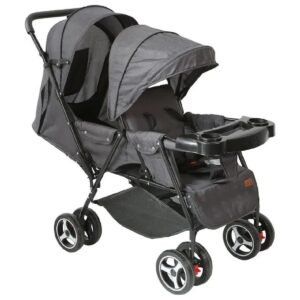 Moon Magnum Tandem Easy Fold Twin Travel Stroller Black