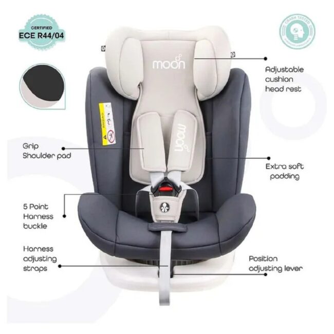 BBG-MNNCSMT04.2 Moon Gyro Multi Functional 360 Car Seat with Isofix Grey in UAE - view 3