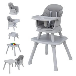 MOON 6In1 High Chair with Safety Harness Belt Grey