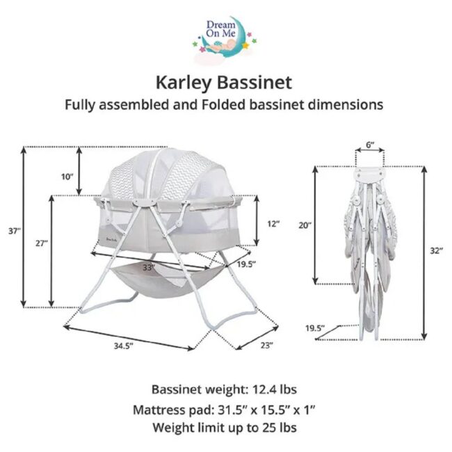 BBG-_441-GY.4 Dream On Me Karley 3in1 Portable Baby Bassinet Grey in UAE - view 3
