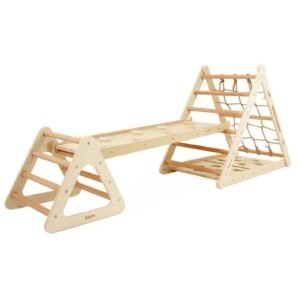 Ezzro Pikler Triple Slide Triangle With Toddler Climb Pikler Natural