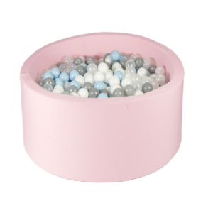 Ezzro Light Pink 120x50 Round Ball Pit With 200 Balls Light Grey Transparent Baby Blue White