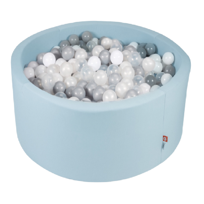 EZZ-RBP-120-PAL-2-005 (1) Ezzro Pale Blue 120×50 Round Ball Pit With 600 Balls Transparent White Silver Light Grey in UAE